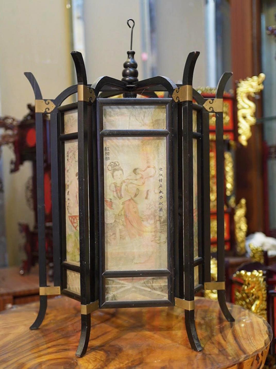 Chinese Classical Decoration Pendant Light Ancestral Temple Pavilion Wood Art Lamp Imperial Palace Lantern