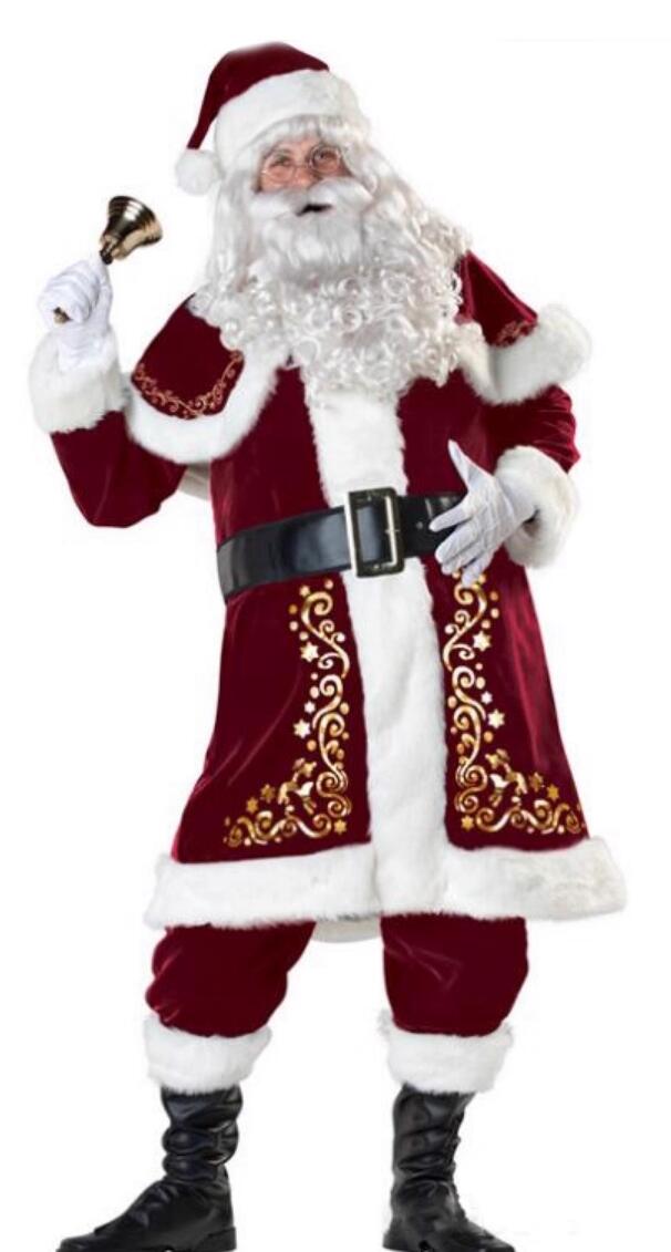 Santa Claus Costume Men Father Christmas Cosplay Outfit Thick Party Attire
