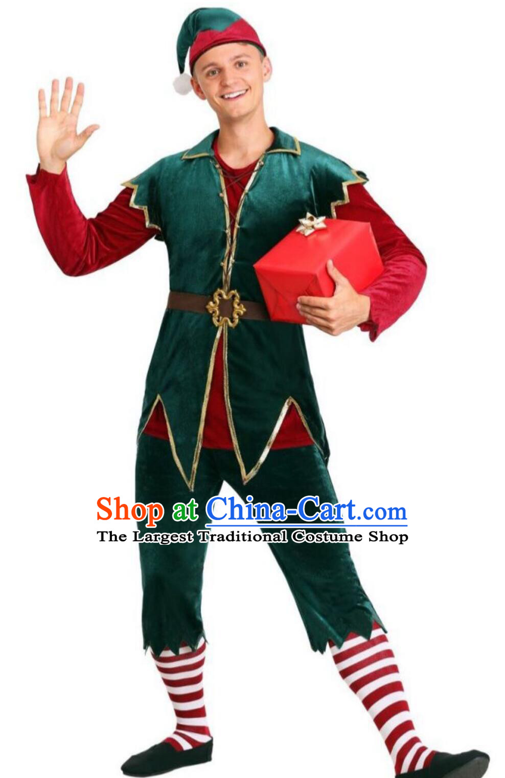 Christmas Theme Clothing Cosplay Party Costume Green Elf Suit