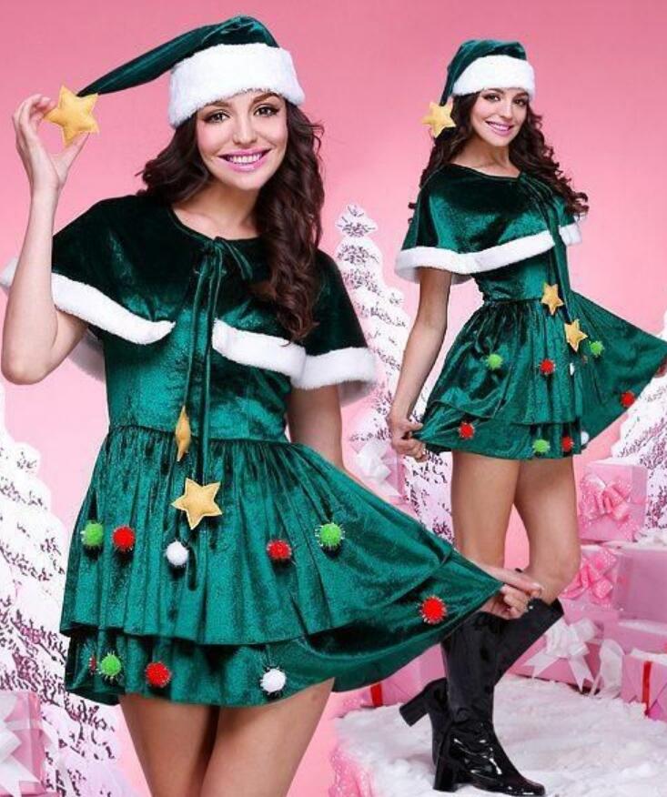 Christmas Costume Green Christmas Tree Women Sexy Dress Christmas Party Outfit