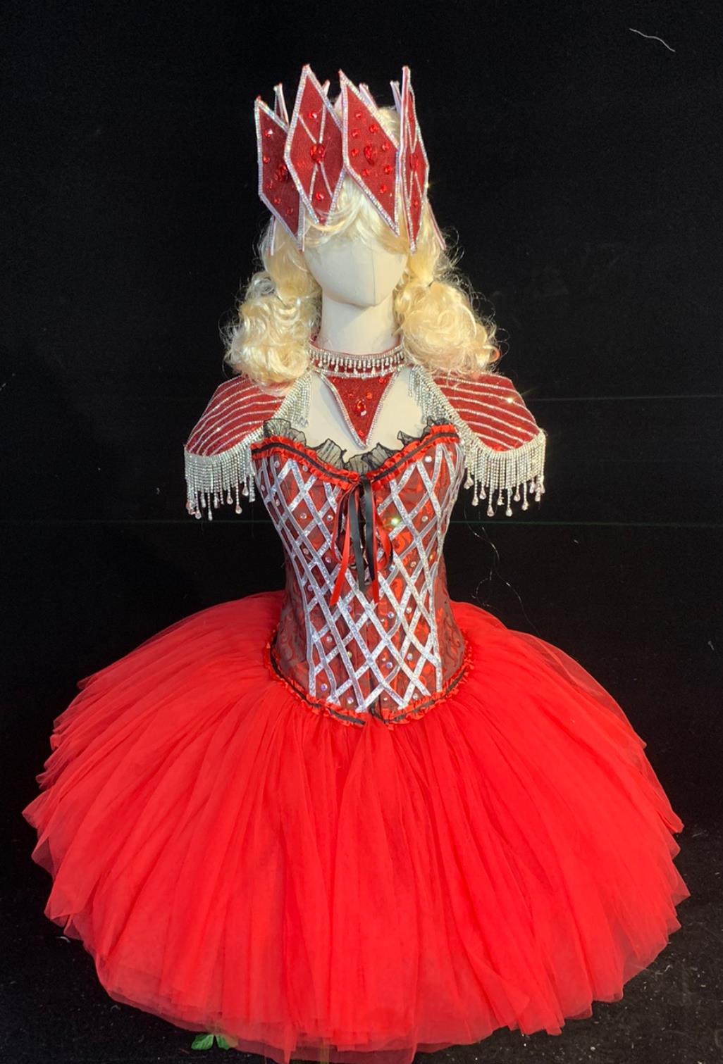 Princess Stage Costume Parade Dance Performance Outfit Queen Red Short Dress