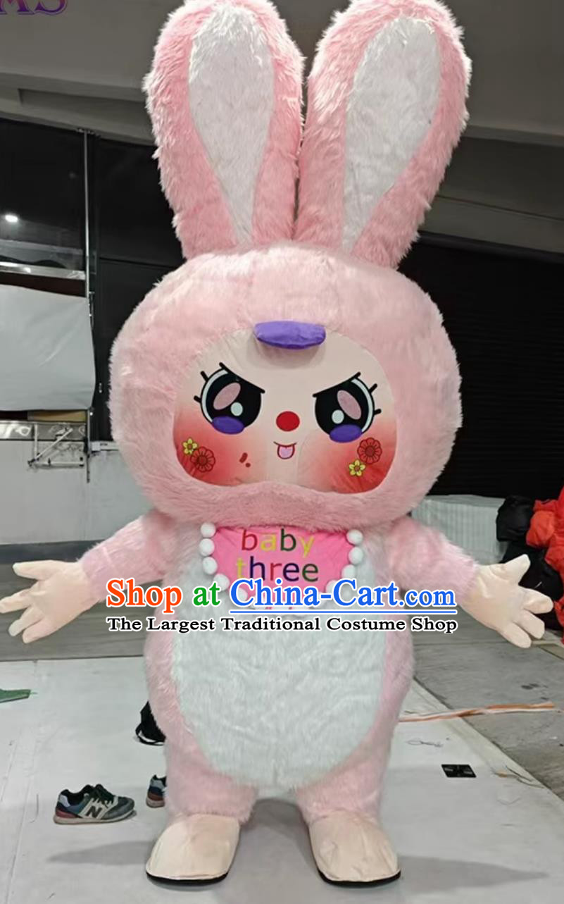 Annual Party Walking Prop Mascot Rabbit Pink Suit Baby Three Years Old Large Designer Toy Cartoon Inflatable Costume