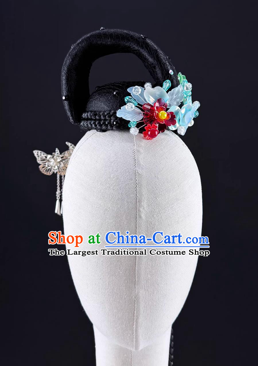 Classical Dance Headdress Jiaozhou Yangko Fan Dance Headpiece Stage Performance Show Headdress