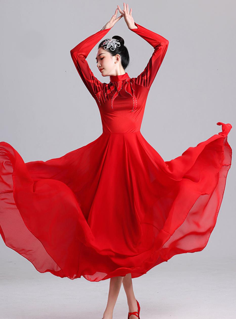 Opening Dance Large Swing Red Dress Grand Song And Dance Accompaniment Lantern Performance Costume Chinese Modern Dance Clothing