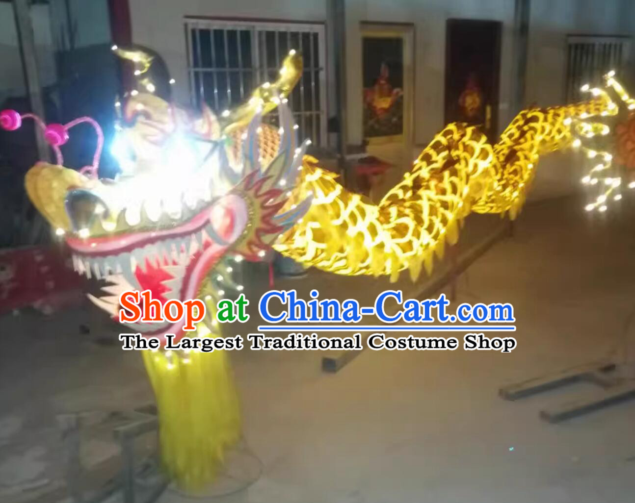 Glow In The Dark Dragon Steel Frame Dragon Head Dragon Tail Led Lights Dragon Troupe Lantern Yellow Dragon Dance Props