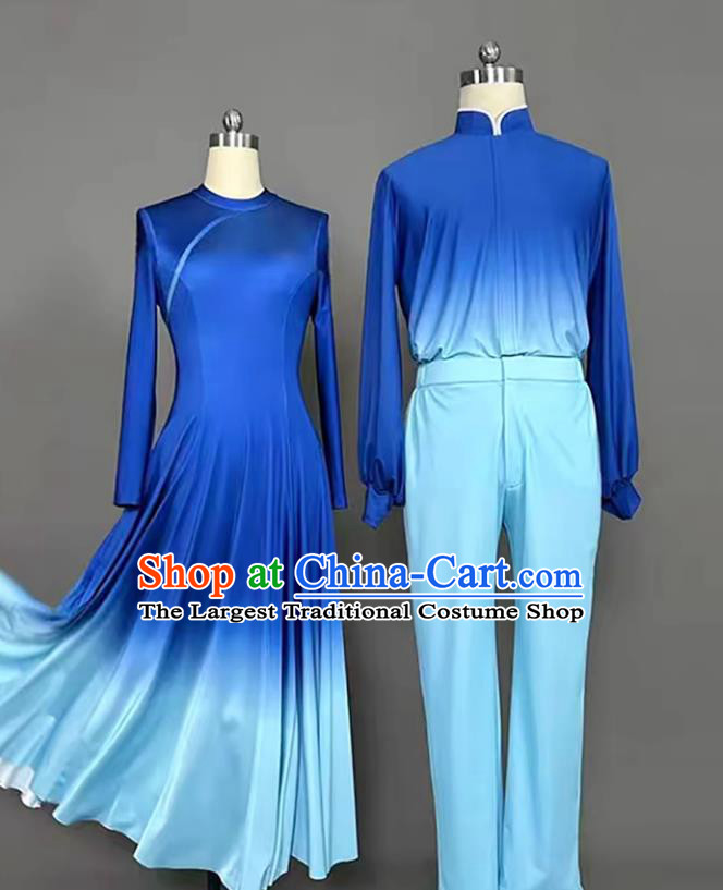 Blue Dance Choir Costume Red Song Group Performance Clothing for Women for Men