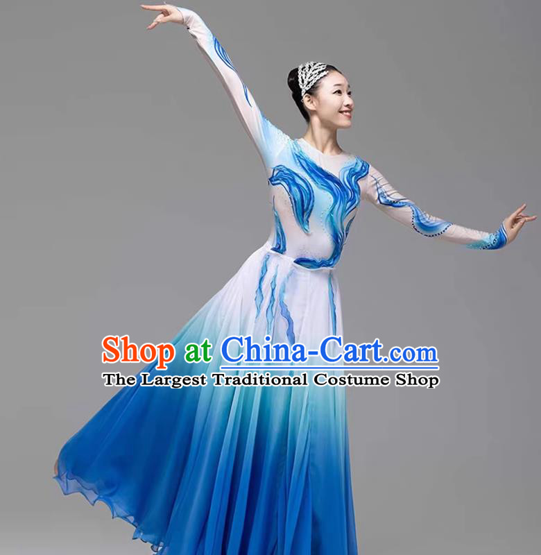Opening Dance Elephant Mountain Water Moon Blue Dress Annual Party Stage Performance Clothing Chinese Classical Dance Costume