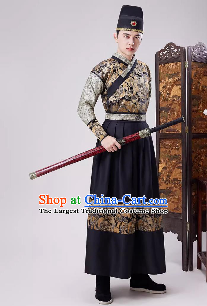 Ancient Imperial Guard Costume Chinese Wuxia Performance Clothing Ming Dynasty Guard Hanfu Hero Flying Fish Robe