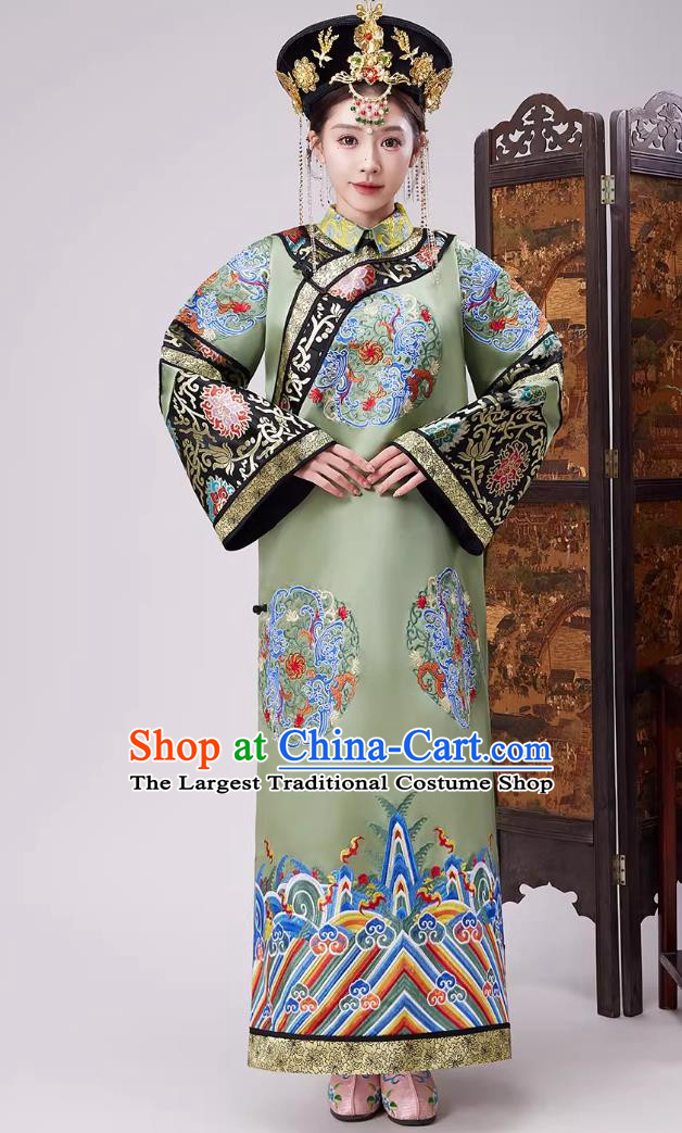 Forbidden City Qing Dynasty Empress Dress Ancient Chinese Court Woman Green Dress Imperial Concubine Qipao Stage Costume