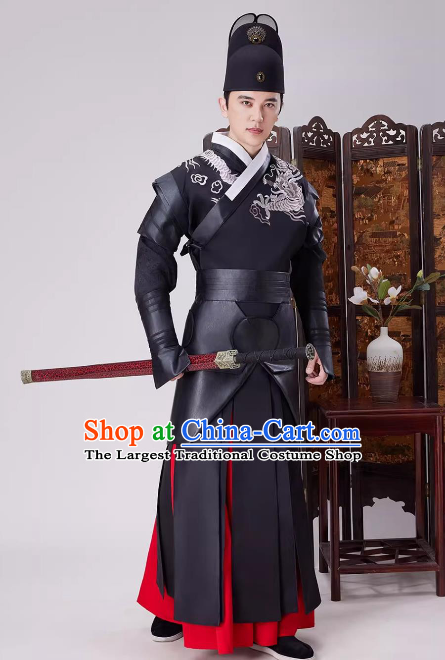 Ancient Embroidered Uniform Guard Hanfu Chinese Feiyu Costume Traditional Ming Dynasty Handsome Knight Swordsman Outfit