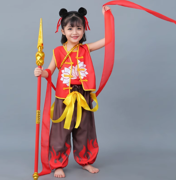 China Nezha Costume Chinese Ne Zha Costumes Asian Traditional Na Zha Clothing Complete Set for Kids and Adults