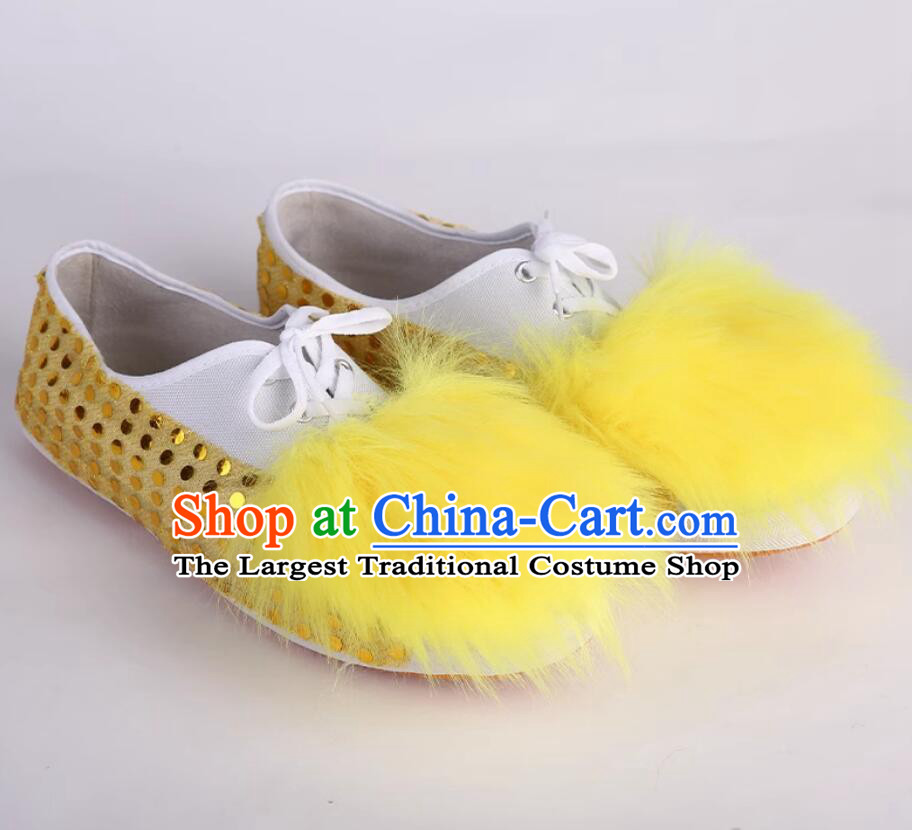 Handmade Lion Dance Shoes Chinese Lion Performance Fur Shoes