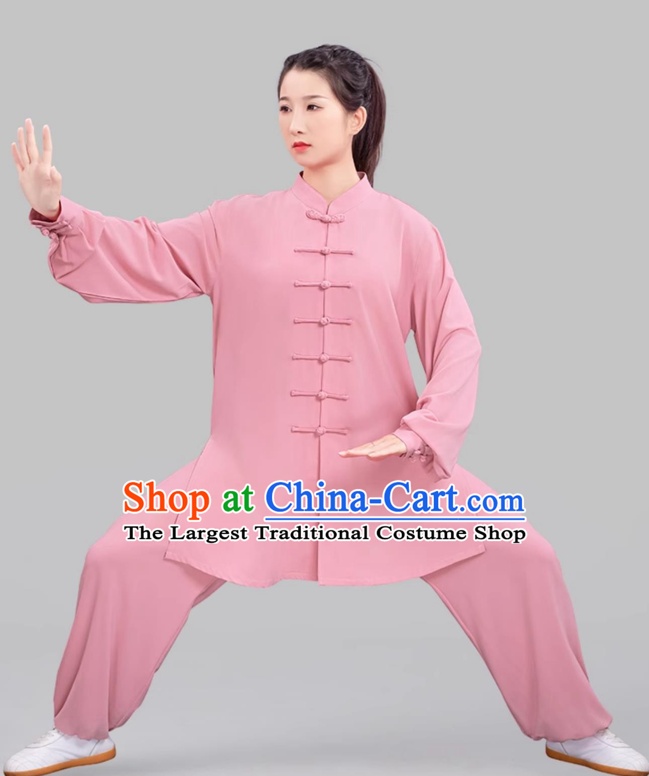 Pink Women Stretch Tai Chi Suit Ba Duan Jin Taiji Training Outfit
