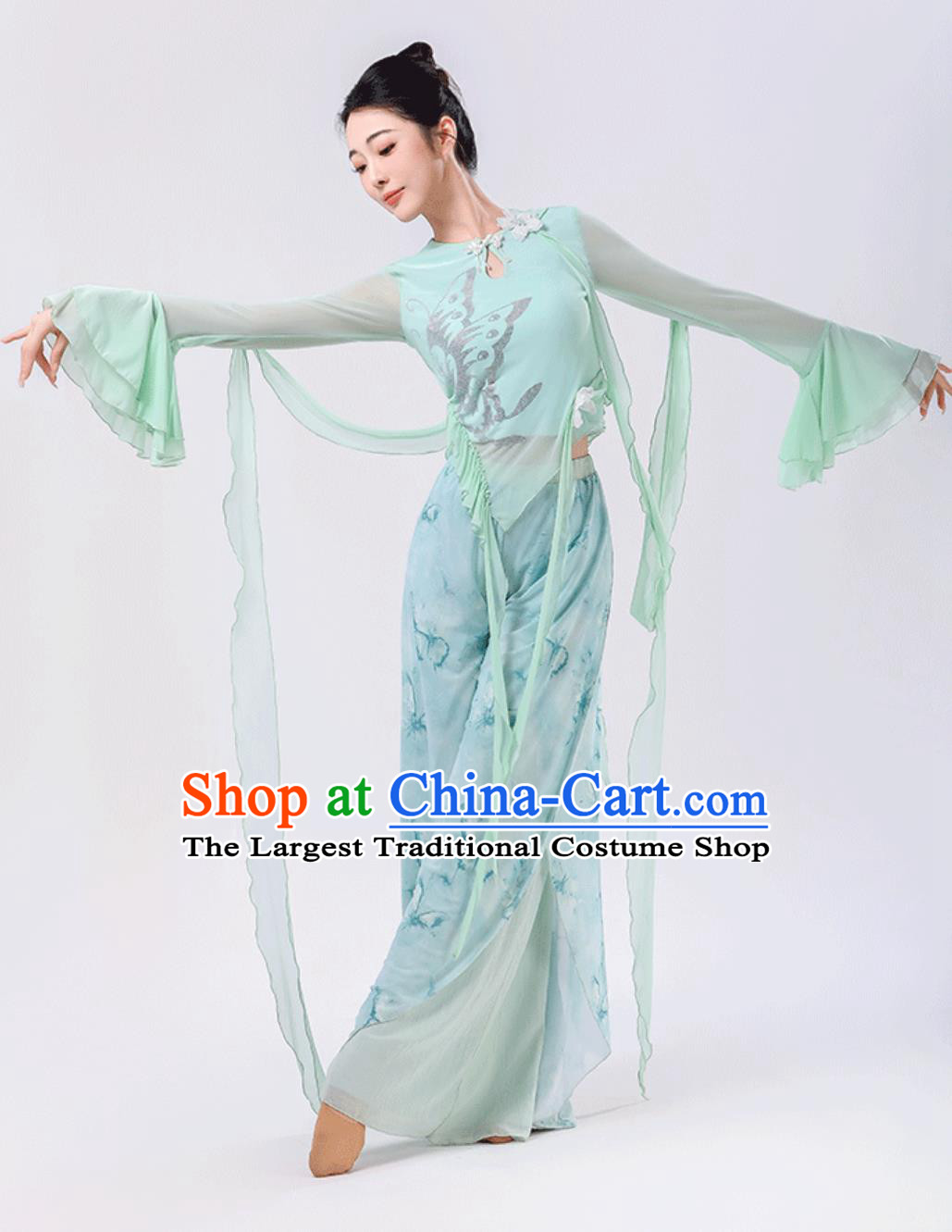 Classical Dance Costume Women Chinese Style Performance Clothing Fairy Green Outfit