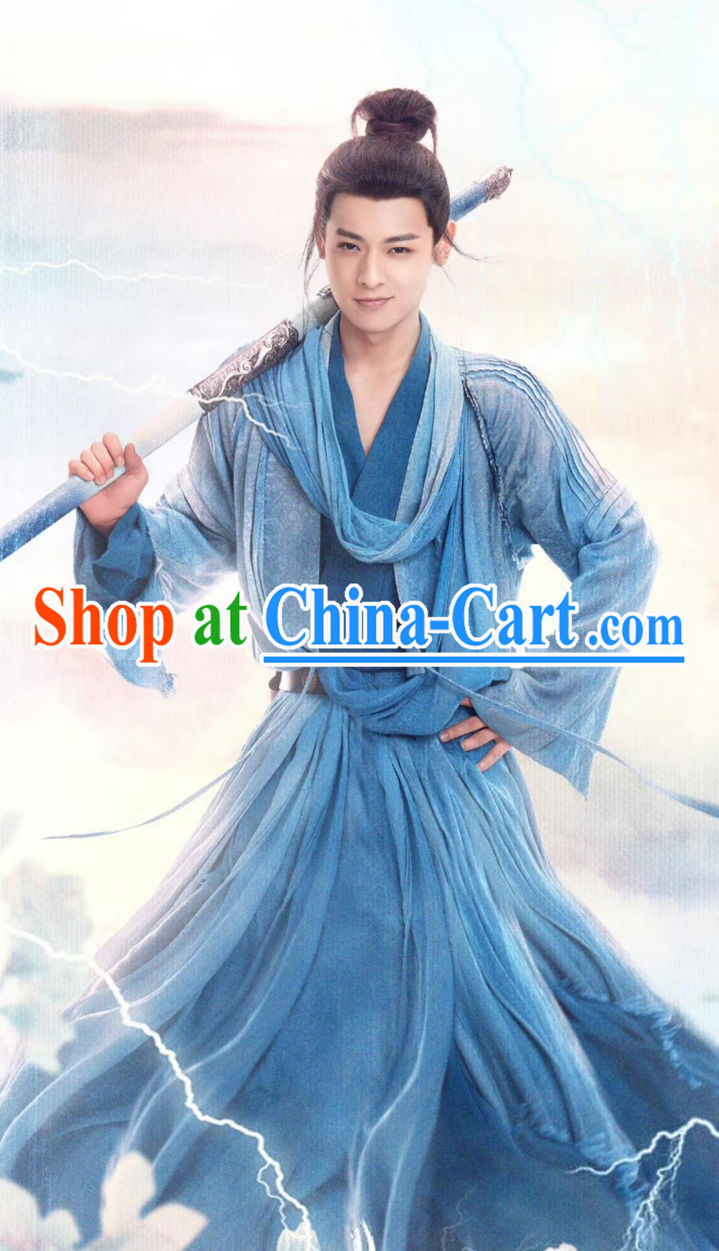 Traditional Chinese Clothing TV Series A Moment But Forever Mei Shan Jun Costume Ancient Drama Swordsman Blue Outfit