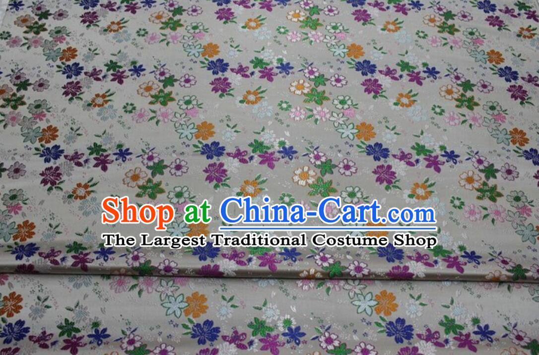 Traditional Chinese White Brocade Classical Flowers Pattern Design Satin Drapery Tang Suit Cheongsam Fabric