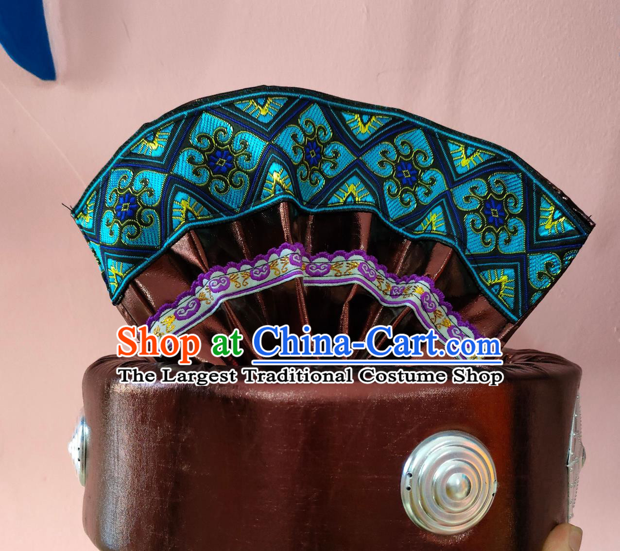 Dong Ethnic Performance Mens Hat Chinese Ethnic Dance Headwear