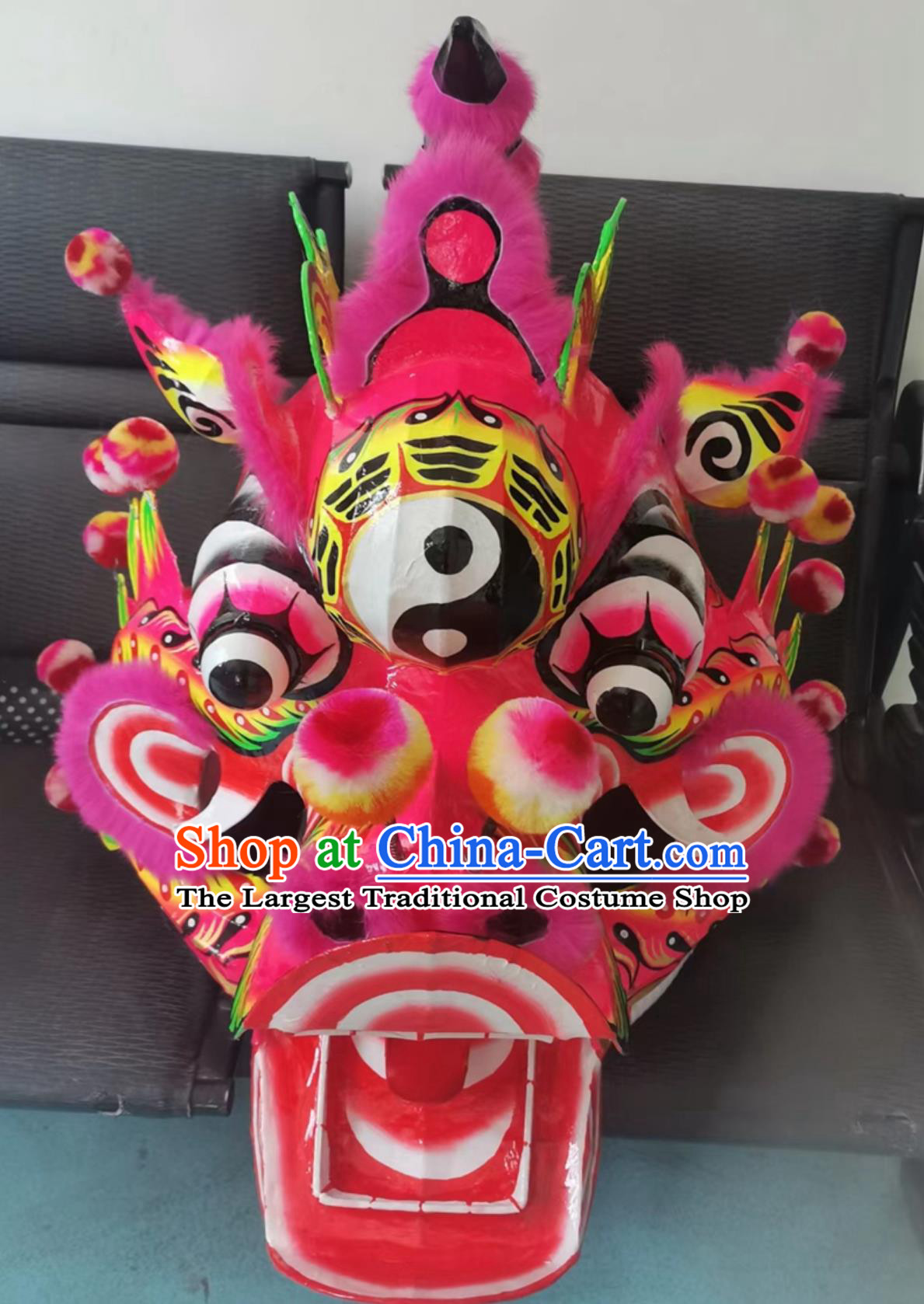 Rose Fur Chinese Lion Dance Costume Foshan Hakka Kylin Head Awakening Lion Performance Equipment