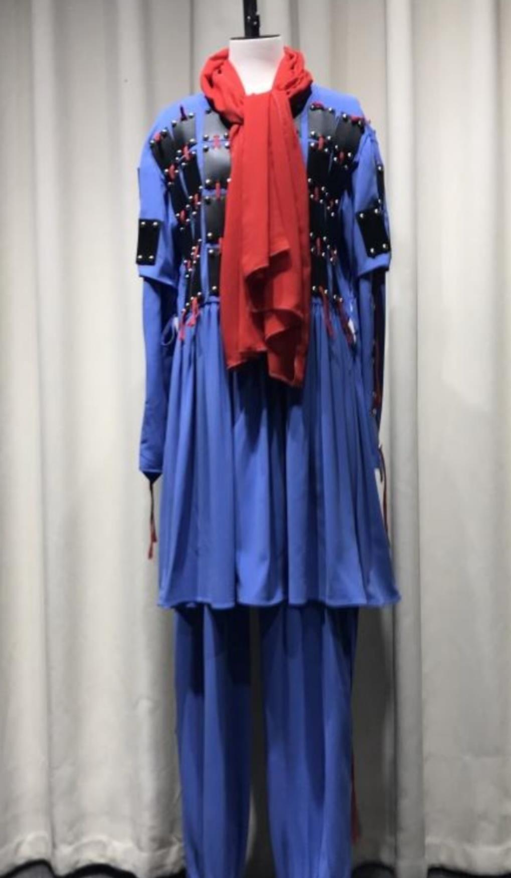 Qin King Inspects The Troops Terracotta Warrior Armor Male Group Dance Blue Outfit Chinese Classical Dance Costume