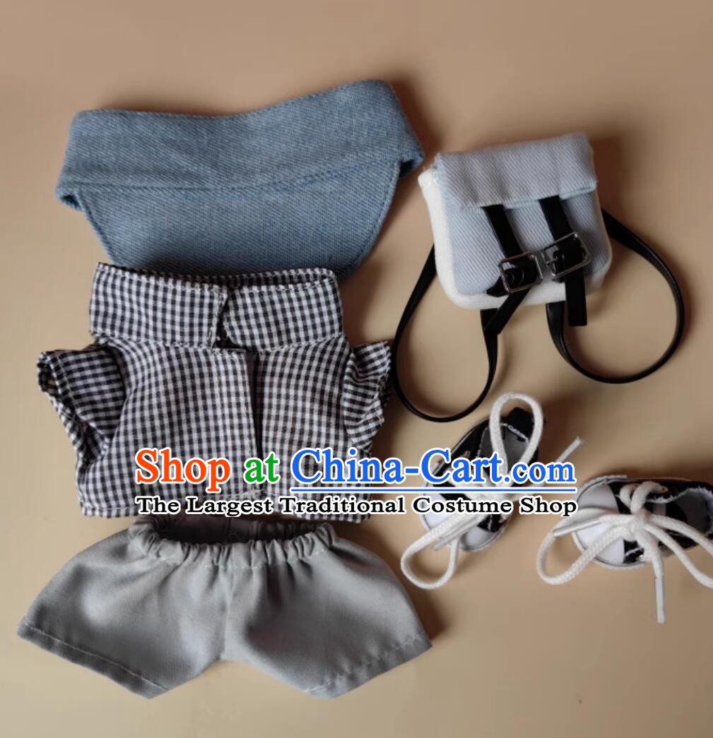 Labubu Doll Costumes Vintage Workwear Set Plaid Flannel Shirt Dad Hat Backpack Chunky Canvas Shoes