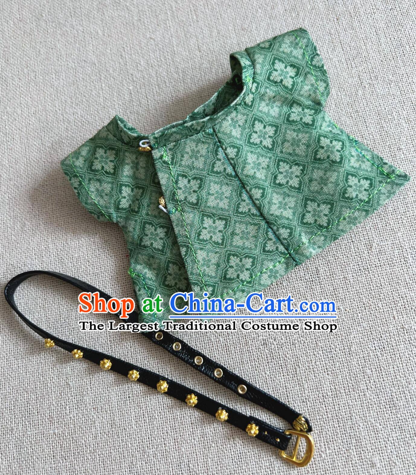 Handmade Labubu Hanfu Doll Costumes Chinese Tang Dynasty Green Robe and Belt