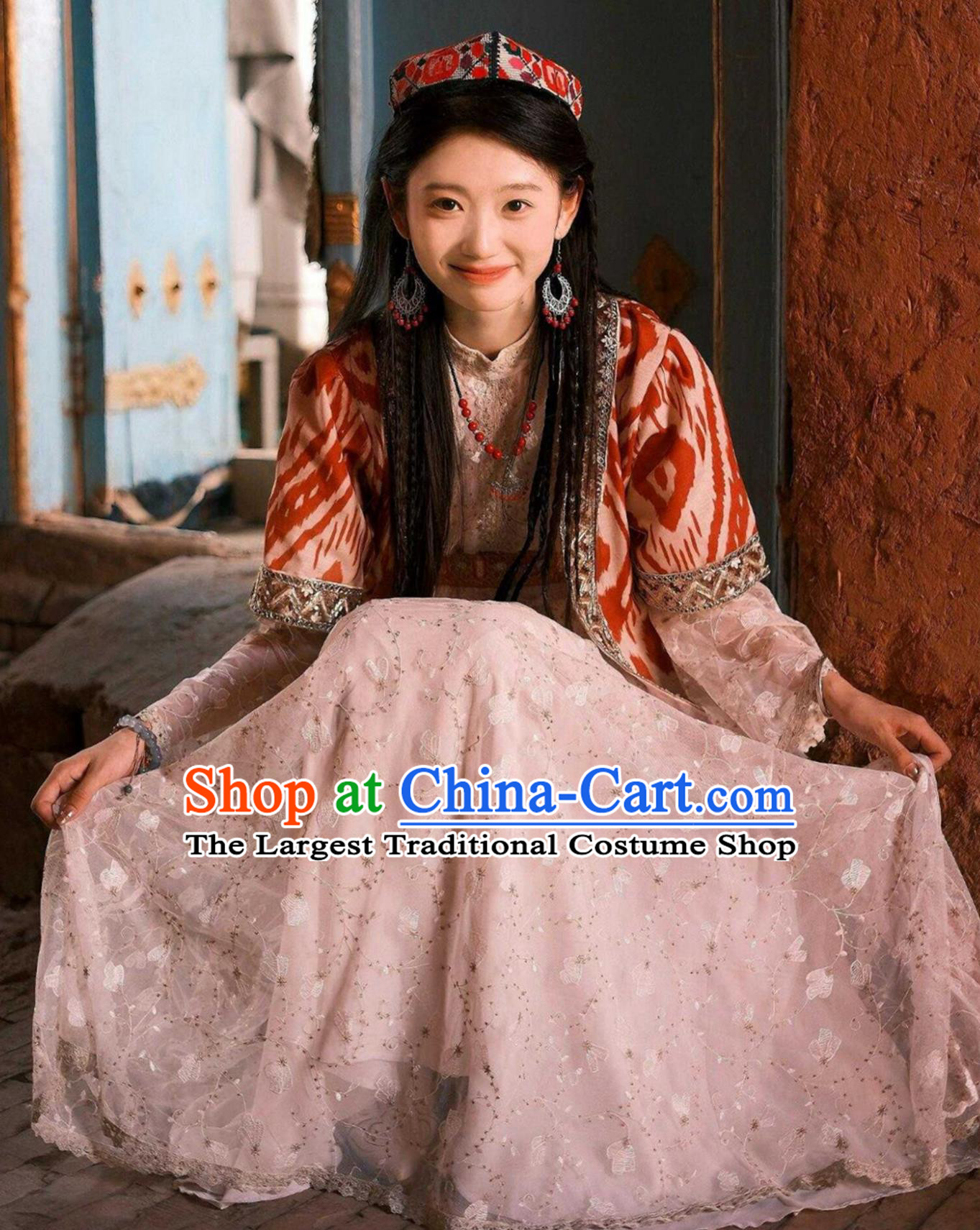 Xinjiang Kashgar Ethnic Dress Uyghur Princess Traditional Dance Costume Set