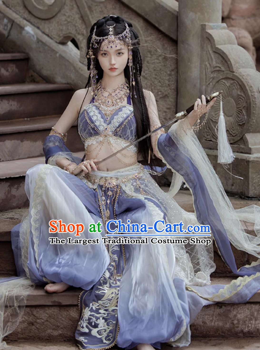 Purple Dunhuang Feitian Hanfu Maiden Exotic Indian Dance Studio Performance Costume Chinese Style Dance Outfit