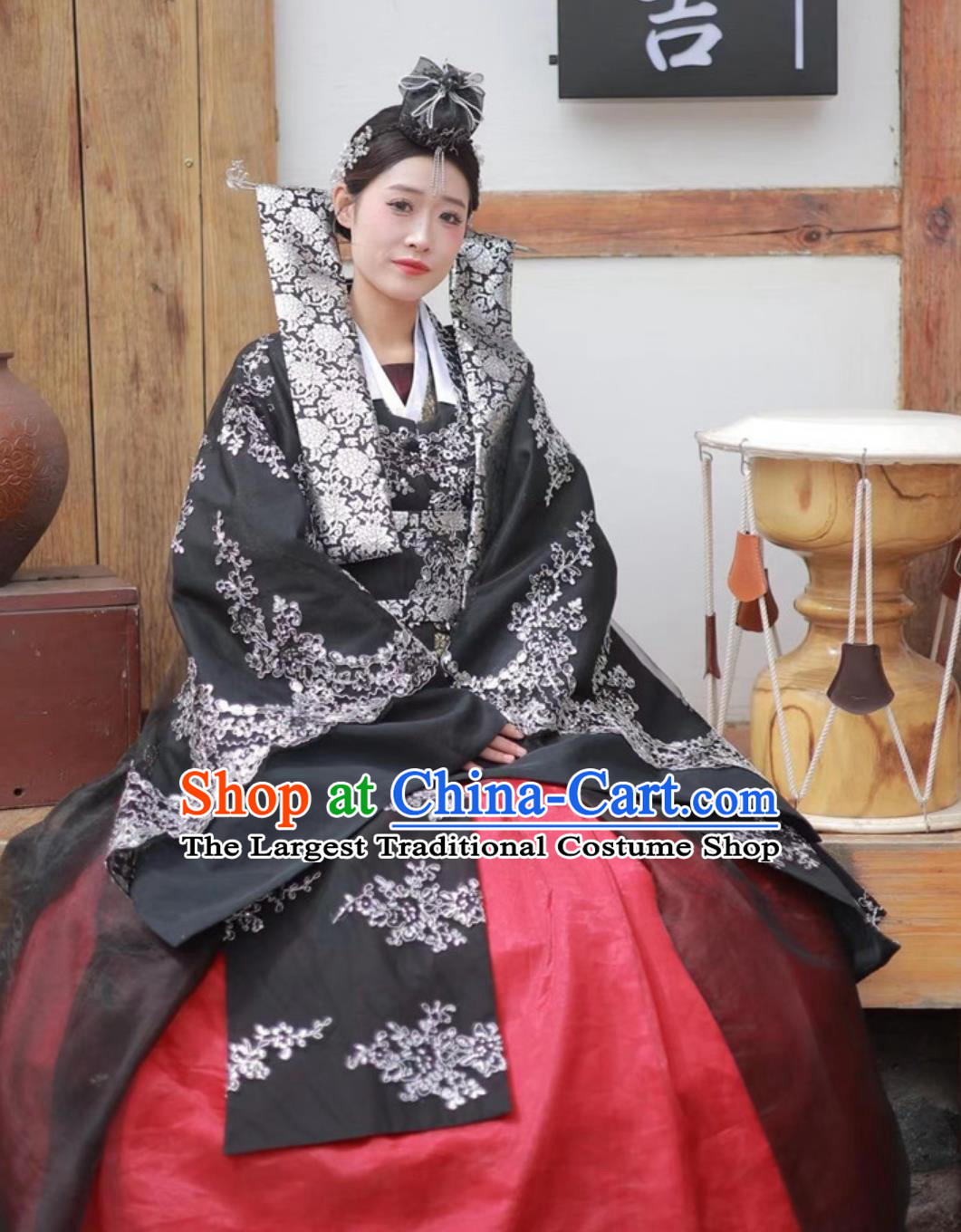 Black Palace Gown Yanji Korean Hanbok Ancient Princess Photo Shoot Costume Set