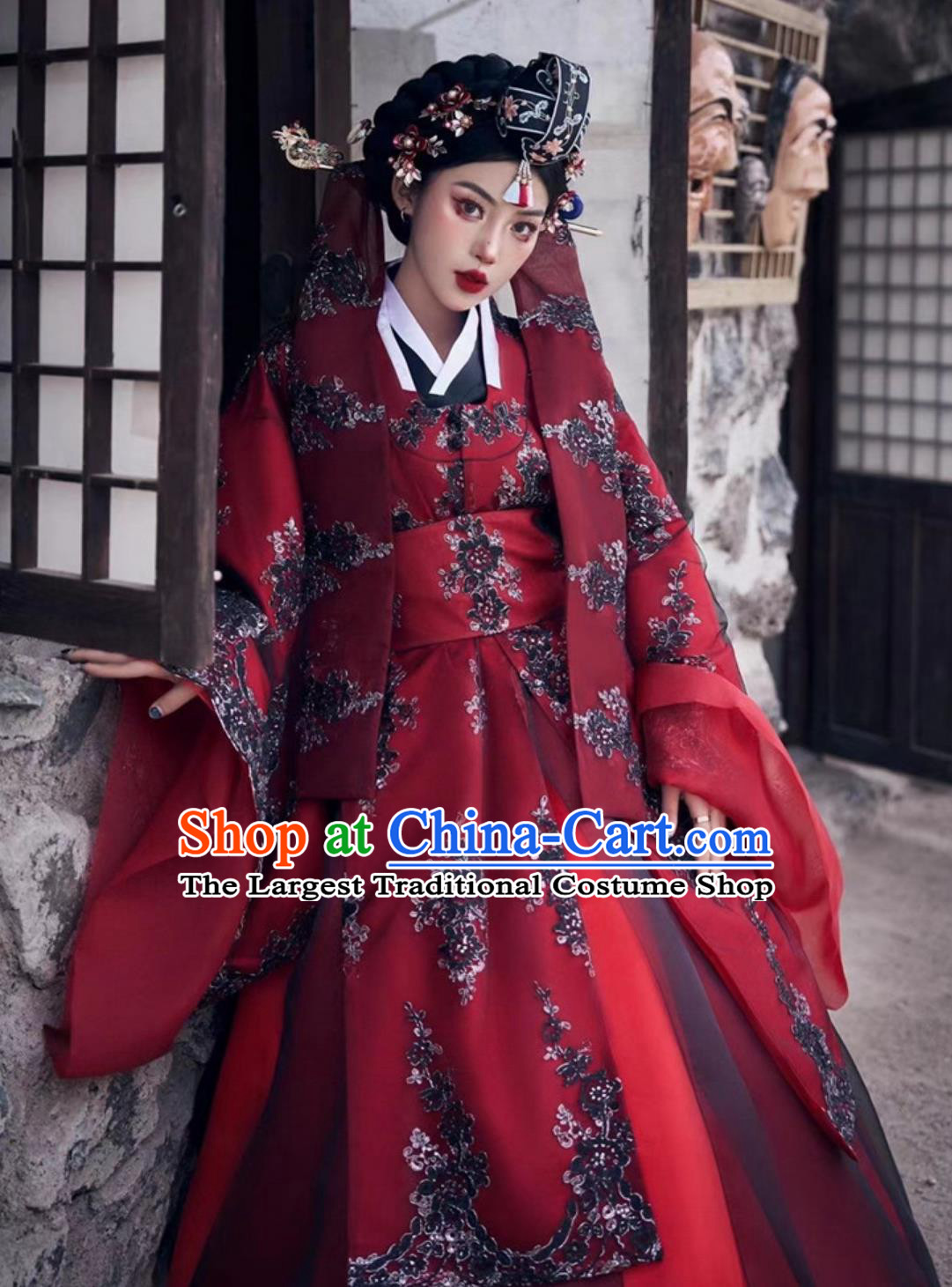 Yanji Princess Palace Ancient Wedding Dress Daejanggeum Traditional Korean Ethnic Red Hanbok