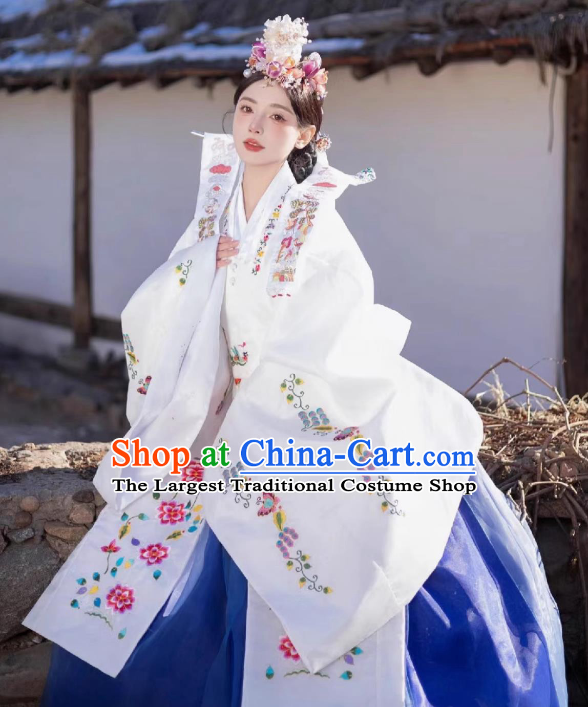 Korean Embroidery Wedding Attire Court Style Ancient Costume Yanbian Korean Wedding Dress