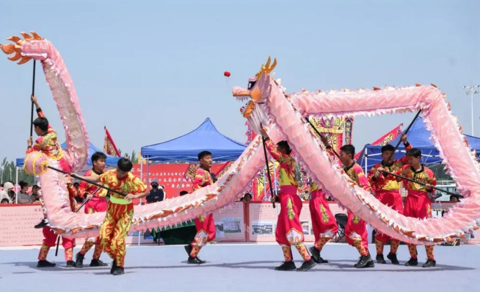 Dragon Dance Equipment Pink Loong Dance Costume Chinese Traditional Festival Dragon Dancing Props