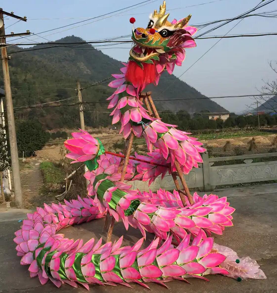 Chinese Lotus Loong Dance Costume Traditional Festival Dragon Dancing Props Dragon Dance Equipment