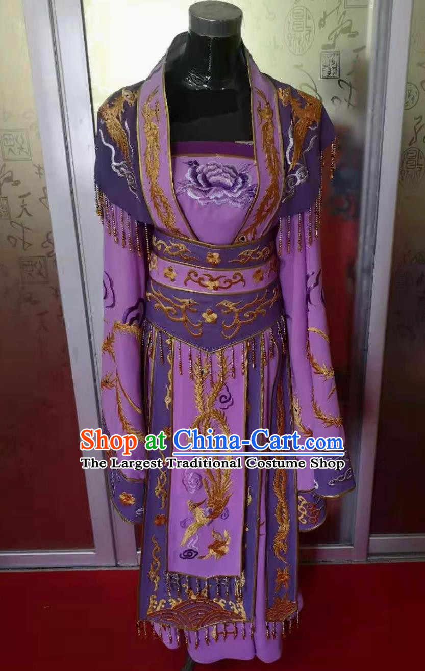 Purple Drama Film Wardrobe Embroidered Phoenix Princess Clothing Imperial Concubine Palace Gown Ancient Chinese Costume Wide Sleeve Noble Dress