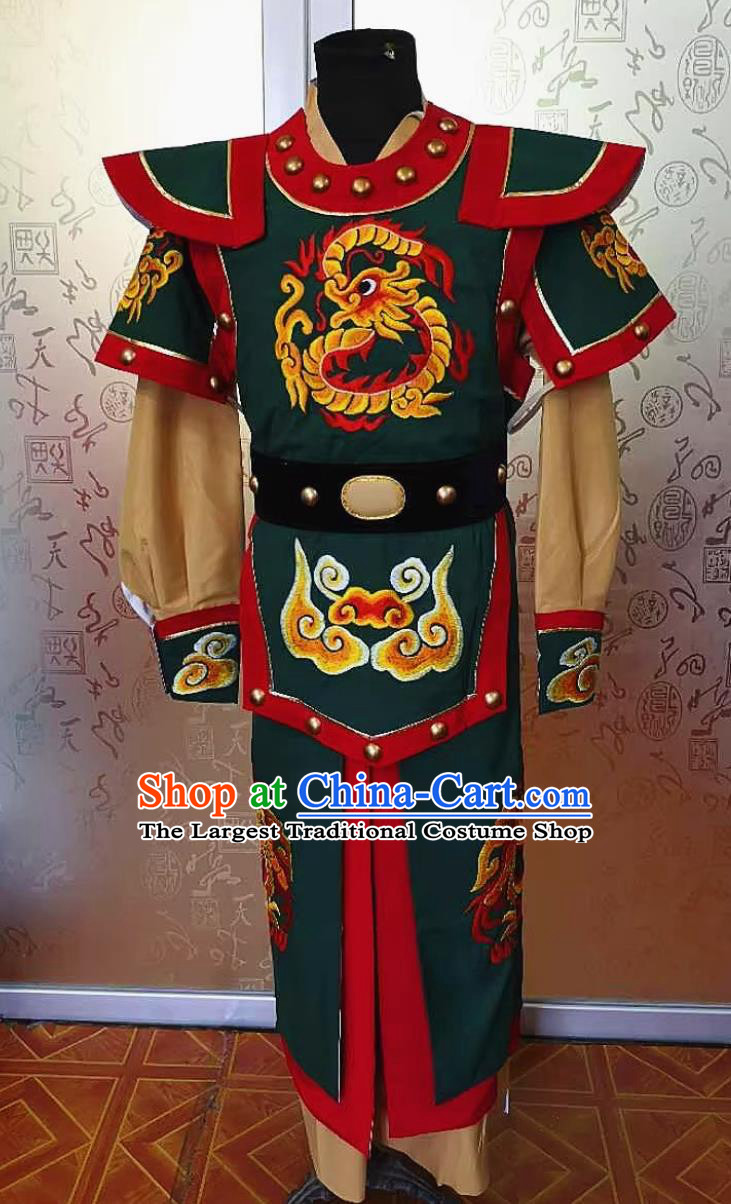 Dark Green Yue Opera Military Officer Attire Ancient Chinese Drama Warrior Clothing Theater Costume General Blue Uniform