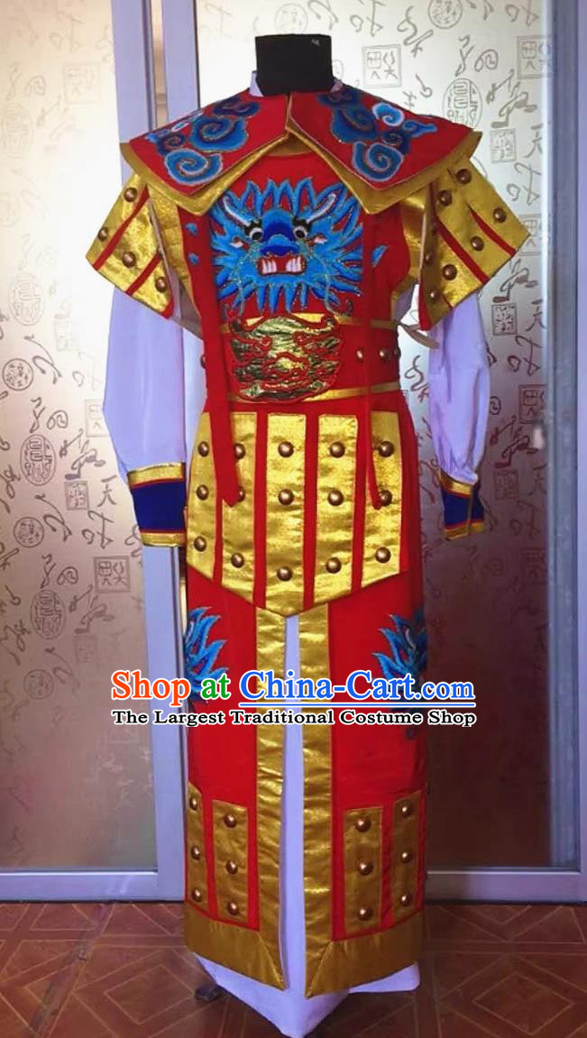 Red Traditional Theater Apparel Chinese Peking Opera Costume Yue Opera Stage Performance General Outfit Wu Sheng Warrior Armor