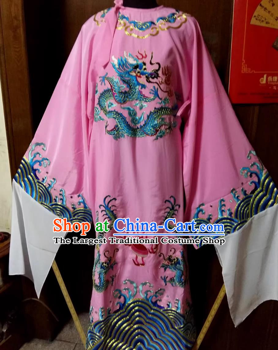 Chinese Peking Opera Costume Xiaosheng Pink Dragon Robe Number One Scholar Python Robe