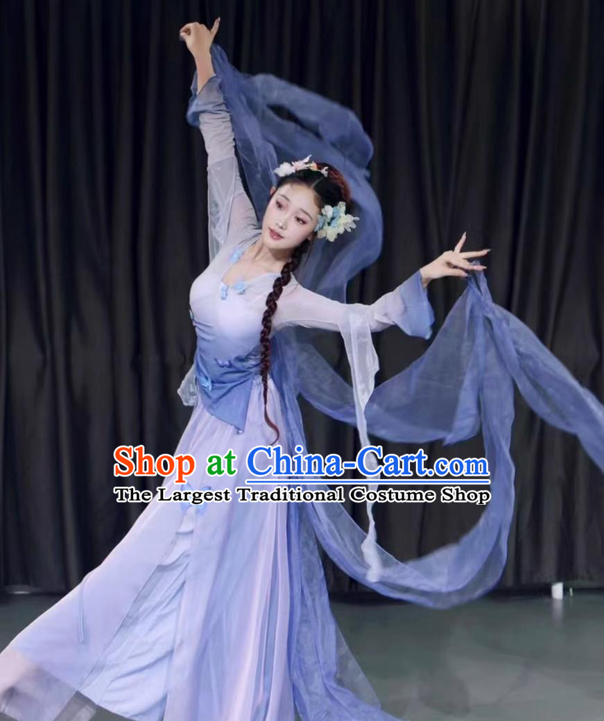 Chinese Butterfly Classical Dance Costume Kong Tan Zhi Dance Outfit Gradient Chiffon Dress