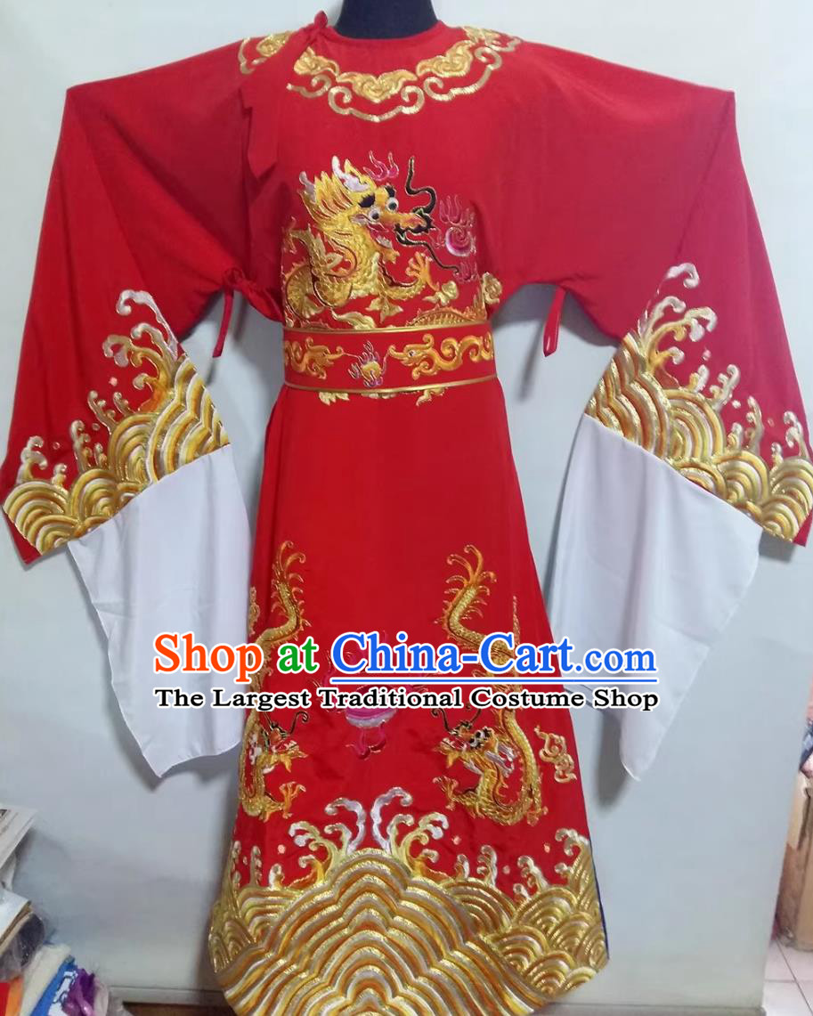 Red Scholar Official Gown Chinese Peking Opera Costume Xiaosheng Dragon Robe Yue Opera Clothing