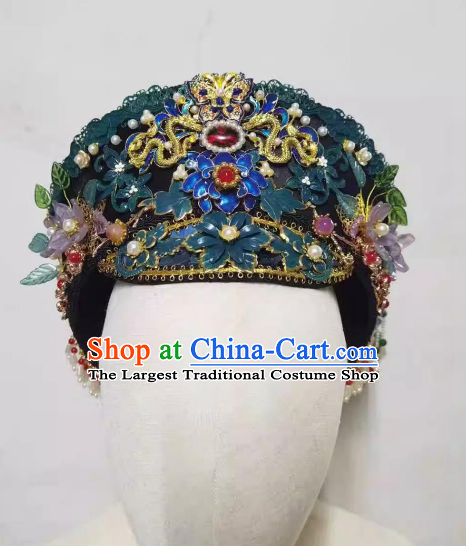 Qing Dynasty Manchu Headpiece Palace Drama Vintage Diadem Handmade Golden Hair Ornament Ruyi Zhen Huan Zhuan Royal Court Hat