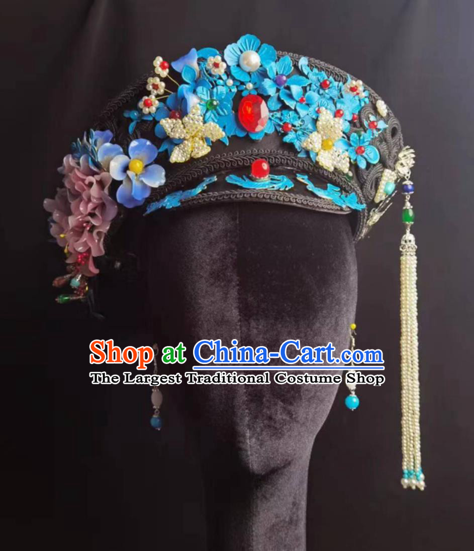 Ruyi Zhuan Style Empress Noble Consort Hat Handmade Diadem Chinese Hair Accessory Qing Dynasty Manchu Headpiece