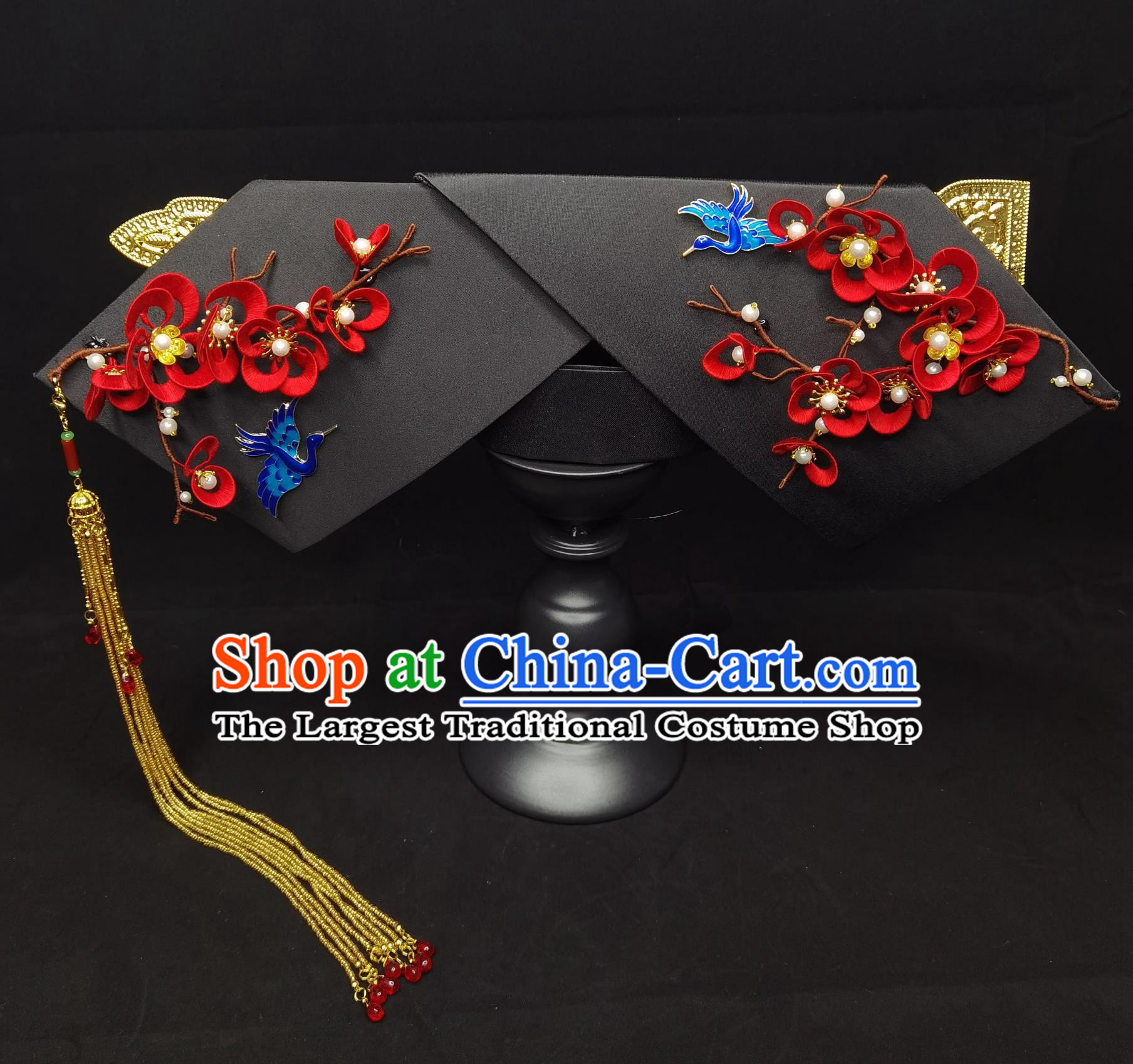 Qing Dynasty Royal Princess Consort Hair Ornament Ancient Chinese Style Handmade Hair Accessory Manchu Silk Plum Blossom Headpiece