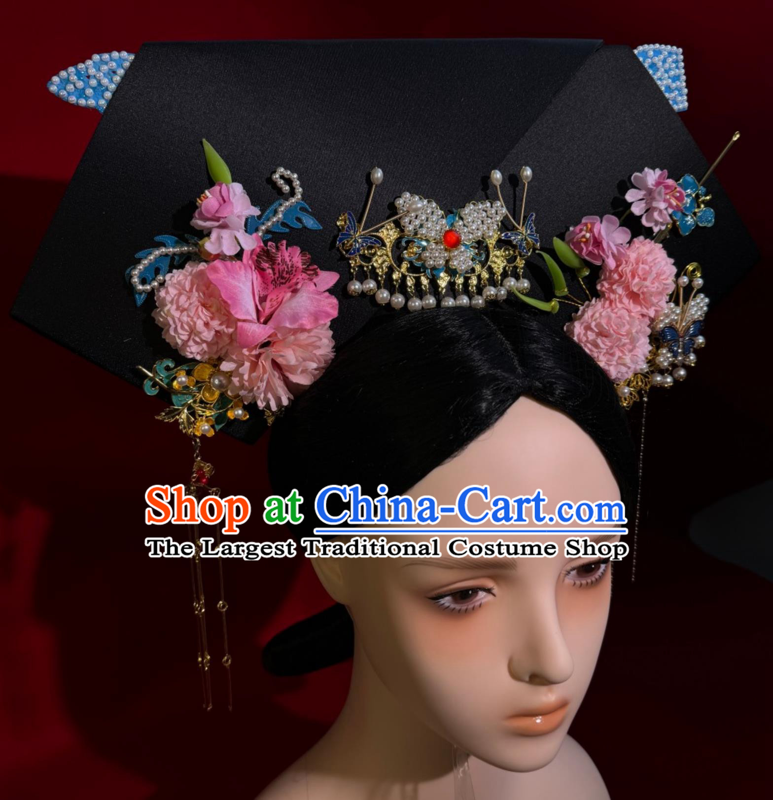 Qing Dynasty Palace Manchu Headpiece Zhen Huan Zhuan Style Large Wings Hair Ornament Photography Hair Accessory