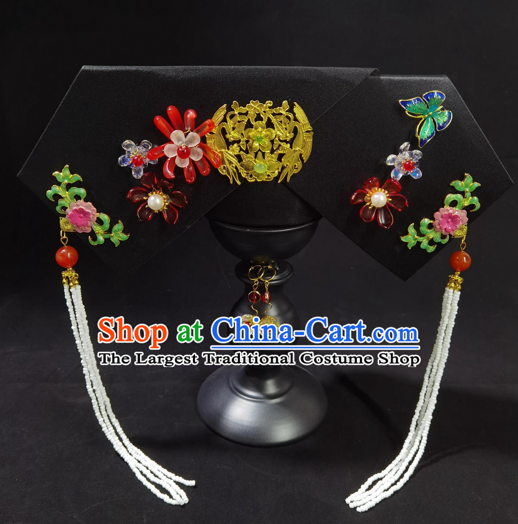 Qing Dynasty Consort Wing Hairpiece Handmade Chinese Hair Ornament Ancient Style Palace Princess Hat
