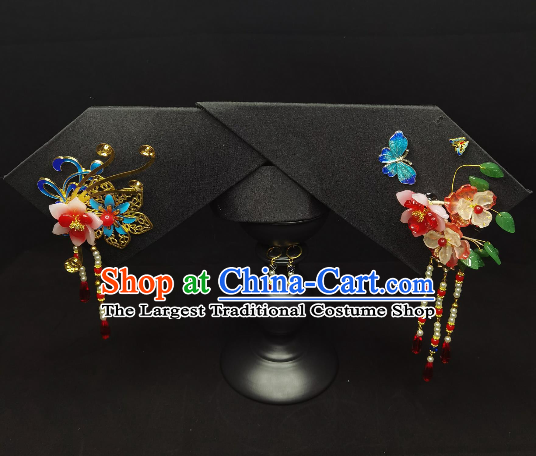 Handmade Chinese Hair Ornament Ancient Style Palace Princess Hat Qing Dynasty Consort Wing Hairpiece