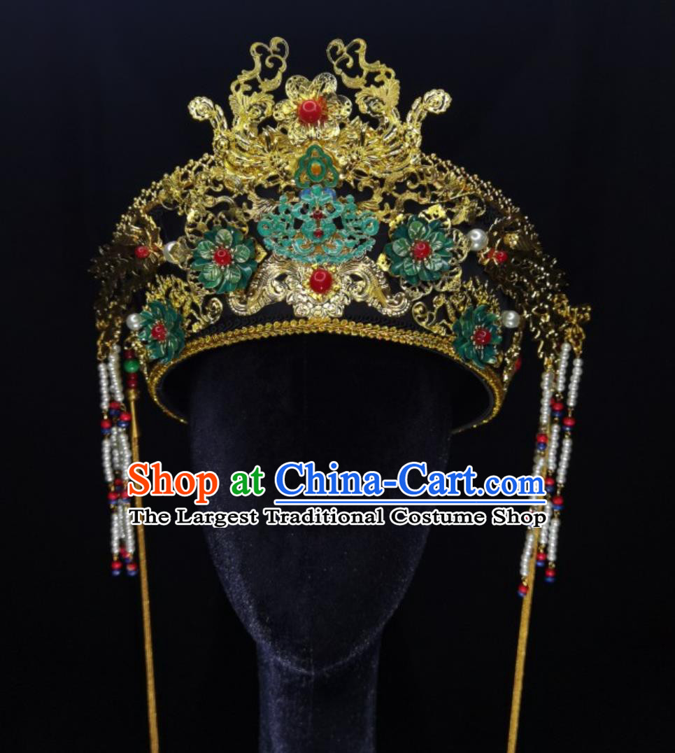 Zhen Huan Style Princess Hairpin Chinese Vintage Handmade Hat Palace Hair Jewelry Royal Qing Manchu Headpiece
