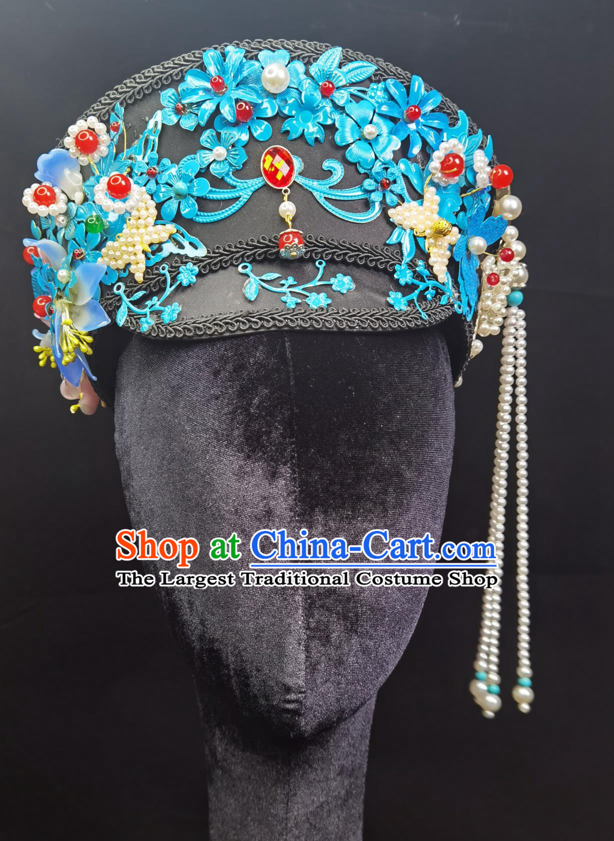 Handmade Chinese Empress Hat Palace Hair Jewelry Qing Dynasty Manchu Headpiece Zhen Huan Style Royal Princess Hairpin