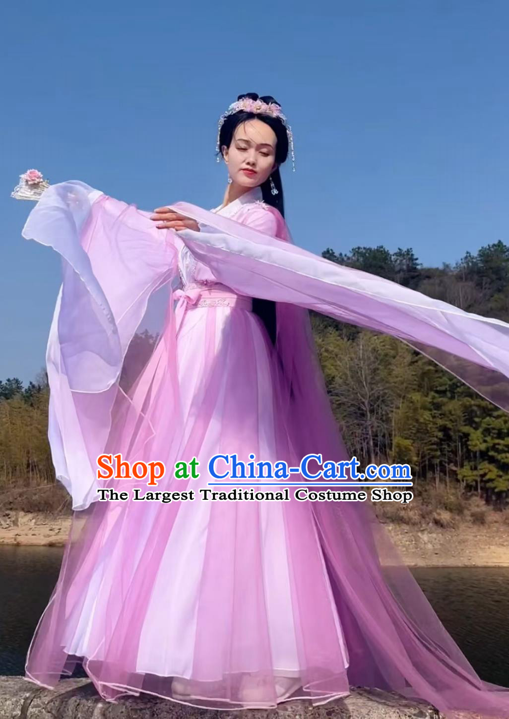 Women Wide Sleeve Hanfu Dress Ancient Fairy Clothing Traditional Chinese Costume