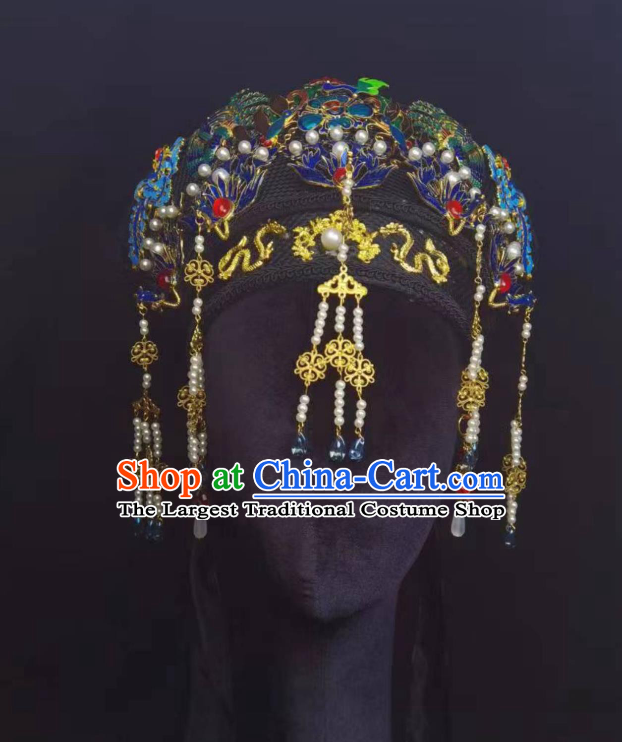 Qing Dynasty Manchu Headpiece Palace Drama Vintage Handmade Diadem Hair Ornament Ruyi Zhen Huan Zhuan Royal Court Hat