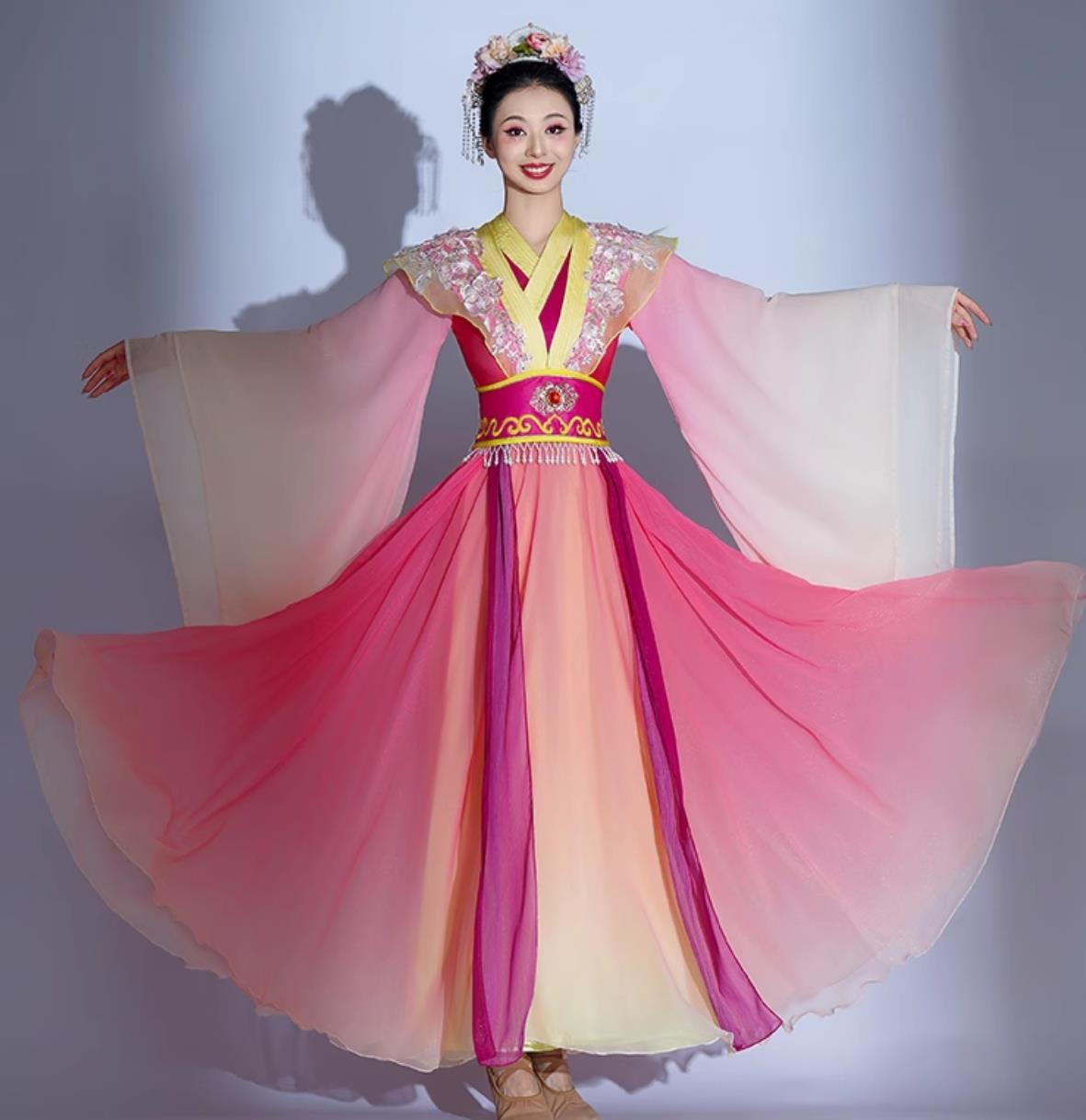 Classical Dance Costume Women Hanfu Supplier Seven Fairies Dress Chinese Han Tang Dance Outfit