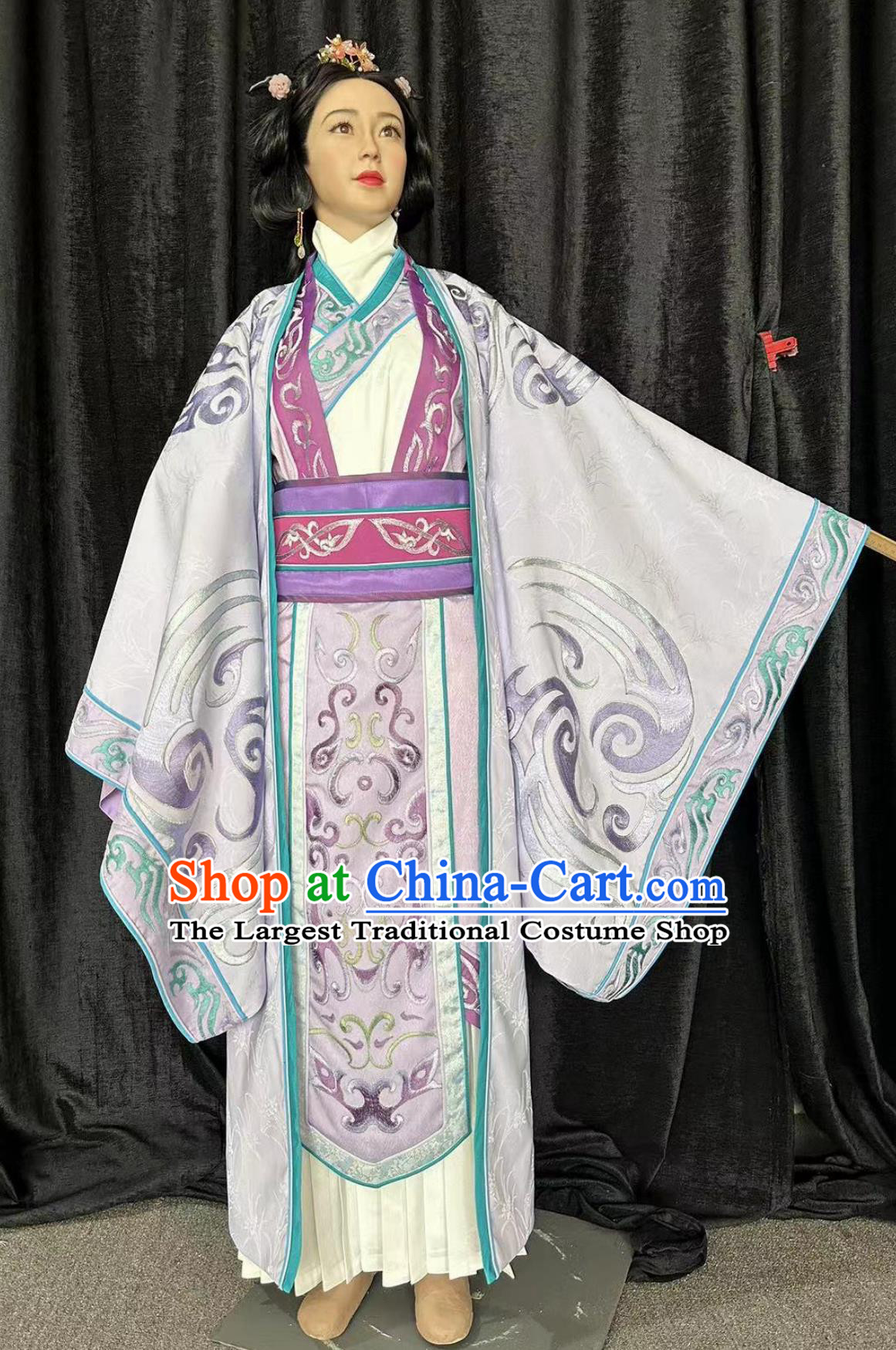 Traditional Chinese Ancient Noble Woman Attire Three Kingdoms Period Empress Da Qiao Embroidered Hanfu Dress